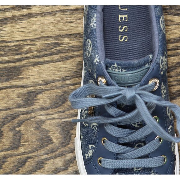 Guess Womens Lace Up Loven Sneaker GWLOVEN Denim Blue 8.5M - Picture 7 of 8